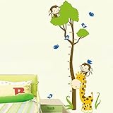 BIBITIME イラスト 森 動物 身長チャート 壁デカール 幼稚園キッズのお部屋 成長測定チャート DIY Size 4328267052
