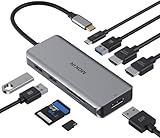 USB Cドッキングステーションhdmi 2つ9-in-1 USBハブ 【2/3画面拡張 2つHDMI＋DP MSTマルチモニター】トリプルディスプレイ対応 100W急速充電PDポート3*USB 1*100W PD 1*SD/TFカードリーダー付き MacOS/iPadOS/Windowsデバイス等対応