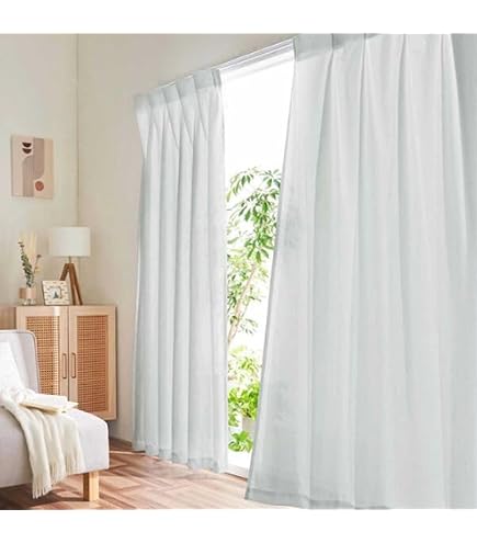 windowlady レースカーテン ライトブラウン 綿麻の質感 遮熱 断熱 省エネ 北欧 洗える幅125cm×丈153cm x（2 Amazon｜満天カーテン レースカーテン おしゃれ 柄 北欧 麻調プレーン織り 【200サイズから選べる UVカット 驚異の96％! ナチュラル麻調  レースカーテン】 昼夜目隠し 断熱 保温 プライバシーもしっかり守る! ローレン-アイボリー 幅125cm 丈 88cm 2枚入｜レースカーテン ...
