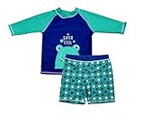 Bonverano　ベビー水着　男の子　長袖　ラッシュガード　キャップ付き　UPF50+　UVカット　セパレート　３点セット(RYFT03-24-36M)