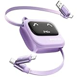 MAGIC JOHN【PD240W/5A USB-Cケーブル・1.2m巻き取り式充電ケーブル】 タイプc 7段階伸縮式「コード収納・持ち運び便利」両引き PD・PPS・AC対応 4in1超高速充電 iphone17/16/15/シリーズ、スマホ・パソコン・タップレットなどType-C適合 (パープル)