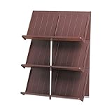 スリムシューズラック/下駄箱 【3段 ブラウン】 幅45cm×奥行17.5cm×高さ60.5cm