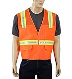 Safety Depot Two Tone High Visibility Reflective Surveyor Safety Vest with Zipper and Pockets Hi Vis
