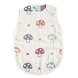 hannah 6重ガーゼ ベビー スリーパー 冷え対策 熟睡 寒くない (L (キッズ), きのこ柄)