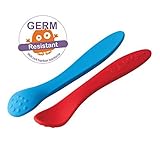 oogaa Home Silicone Baby Weaning Spoons Added Texture Stimulates Senses Easy Clean Red/Blue [並行輸入品]