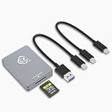 CFexpress Type Aカードリーダー USB C、デュアルスロットUSB 3.2 10Gbps CFexpress Type Aカードリーダー Android/Windows/Mac OS/Linux対応、USB C - USB/USB Aケーブル付き アルミニウム製