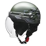リード工業(LEAD) バイクヘルメット ハーフ CROSS バブルシールド付き CR-760 ミリタリーグリーン フリーサイズ (57-60cm未満) ミニタリーグリーン