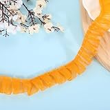 uxcell 11ヤード ラッフルレーストリムリボン2.5cm/1"プリーツオーガンザレースエッジトリム縫製レース生地トリムDIYクラフトドレス衣類ウェディングギフトホームデコレーション ライト オレンジ