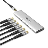 EZQuest USB-C スリム Gen 2 ハブアダプター 6-in-1 1 USB-C 4K/60Hz ビデオ、4 USB-C Gen 2 10Gbps、USB-C Power Delivery 3.0 x 1。