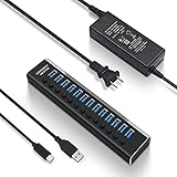 ROSONWAY USB ハブ 3.1 Gen2 10Gbps 13ポートアルミ製 72W USB HUB セルフパワー USBケーブルとType Cケーブル 付き 12V/6A ACアダプタ 独立スイッチ 付き(RSH-A13)
