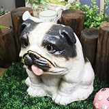 信楽焼　犬　イヌ　ブルドック（白）【ok-0038】　陶器　しがらき焼　焼き物　動物　置物　ガーデンオーナメント　庭　ブルドッグ (白)