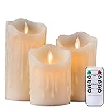 sdlifeフレイムレスキャンドル、LEDキャンドルTear波型キャンドルのセット5 " 6 " 7 " (電池式) ホワイト candlesX002