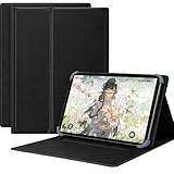 For LUCA TE10D2M64-V1B ケース 9-11インチ タブレットケース マグネット着脱式 3段階スタンドスロット＆視野角度調節 スタンド機能 四隅テンションクリップ固定 耐衝撃設計 PUレザー 高級PUレザー (ブラック, LUCA TE10D2M64-V1B)