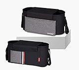 Cyc ベビーカー用バッグ 多機能バック ベビーカーポーチ ドリンクホルダー 取り外し簡単 大容量 フック２個セット付き ブラック