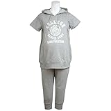 授乳服 マタニティ 半袖パーカー＆ハーフパンツ スウェット 上下セット ルームウェア グレー-M2100 M