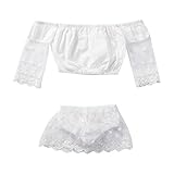 新生児赤ちゃん女の子オフ肩レーストップスショーツドレス2pcsパーティー衣装セット服 カラー: ホワイト