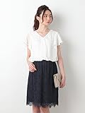 Angeliebe エンジェリーベ マタニティ ワンピース 授乳口付き パウダー シフォン ブラウス × リバー レース ワンピ 妊婦服 産前 産後 半袖 L オフ　 21940 21940170