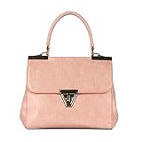 全7色ベルトバックルがポイントのクラシカルハンドバッグ／ピンク