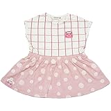 【本体綿100％】2017年 夏物 UZUCHAT ウズチャット 天竺 格子×ドット 半袖ワンピース UZULAND ウズランド ピンク◇90cm