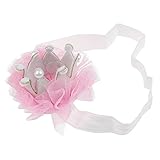 ＧＧＧ　子供の誕生日にキッズ 赤ちゃん　ヘアバンド 　レース　ヘッドバンド ヘアアクセサリー 写真撮影 小道具 髪飾り 出産祝い　色：ホワイト＋ピンク