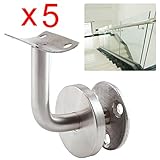 Vivavast【高齢者や子供に安全・介護を】304ステンレス鋼　L型受付ブラケット（蓋つき）　　階段手すり　滑りとめ　ハンドル　階段用手すりパーツセット 5個