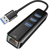 USB LAN 変換アダプター、ABLEWE 有線LANアダプター10/100/1000Mbps RJ45 ギガビット、USB3.0*3拡張 5Gbps高速データ 転送 [Windows10/8.1/Mac/Linux/Surface Pro/Chromebook ]対応
