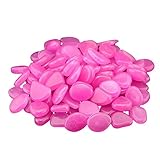 Zafina 飾り石 水槽飾り 石光る石 蓄光砕石 夜光石 蓄光石 1袋約100個入り (濃いピンク)