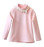 Candykids ロンT 長袖 カットソー 女の子 子供服 シャツ トップス 長袖 女の子 子供服 秋冬キッズ 女の子 長袖Tシャツ かわいい♪ (140cm, ピンク)