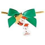 リボン付ワイヤータイ クリスマス タグ付 ミニサンタ (10個) XMS-YT1