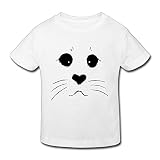 デレス 子供服 2-6歳 アザラシ あざらし 可愛い 動物柄 オリジナルＴシャツ T 綿 おもしろ 速乾 5-6 Toddler ホワイト