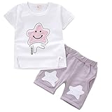 YY-Natuhi ベビー服 子供服 男の子 女の子 上下2点セット 半袖 トップス ズボン トレーナー キッズ服 春夏 幼児 0~3歳 ルームウェア セットアップ ボーイズ かわいい 星 シャツ (