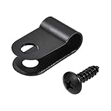 uxcell ネジ付きケーブルクリップ ケーブルクリップワイヤークランプ ケーブル直径5.3 mm ナイロン Rタイプ ブラック 50個入り