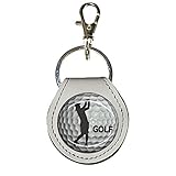 [HERBE] ゴルフ ゴルフボール 牛革 コインキーリング コインキーホルダー 小銭入れ 500円硬貨 ギター ピックケース コイン型 電子マネー Edy Quicpay ホワイト