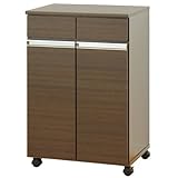 ダイニング ワゴン2D 幅55cm ブラウン (キッチン収納 キッチンワゴン 大容量 キャスター付き キャビネット 木製 モダン ) 092255