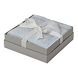 Elegant Baby 100% Cotton, Giftable, Blue, White & Gray Fairisle Knit Blanket Measuring 30x30 with Fa