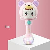 RaiFu ベビーおもちゃ　おしゃぶり　ハンドベル　赤ちゃん　かわいい　ラットル　音　光　ミュージ　カル　ハンドベル　新生児　砂のハンマー　おしゃぶり　教育おもちゃ スマイリーピンク