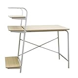 クロシオ シングルデスク 幅118~143cm ナチュラル パソコンデスク 棚付き 学習机 070303