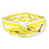 （イーエフイー）EFE ベビーヘッドバンド　ウサ耳ヘルド|伸縮性|ライン線柄　 (白×イエロー) [並行輸入品]