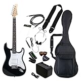Photogenic フォトジェニック エレキギター 初心者入門 ビギナーセット STタイプ ブラック ST-180/BK [ソフトケース/シールド/ミニアンプ/チューナー/ヘッドフォン/ストラップ/ピック/ピックケース/クロス/調整用レンチ付属]
