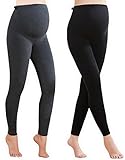 Foucome パンツ マタニティ レギンス ストレッチ ウェア ボトムス 妊婦 ゆったり ワイドパンツ スーツパンツ 下着 ウエストゴム付き 産前産後 パンツ ブラック＋グレー（2点セット） XL