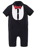 mombebe赤ちゃん男の子タキシード紳士ロンパースジャンプスーツwith Bow Tie カラー: ブラック