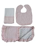 Caught Ya Lookin' Baby Bib with Burp Cloth and Thumb Blanket Set, Pink Ring by Caught Ya Lookin'