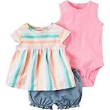 カーターズ Carter's/ 3ピースネオンボディスーツ&ダイパーカバーセット ピンク 上下セット 12ヶ月【並行輸入】