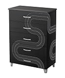 South Shore Luka 5-Drawer Chest with Race Track Otto Graff Decals, Black Onyx/Charcoal [並行輸入品]
