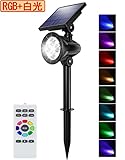 Vorally ソーラーライト 　8色+白光 リモコン付き 明暗センサー RGBとタイミング機能 IP65防水 多色自動変更 夜間自動点灯 風景照明 防犯・防災　壁掛け/芝生/庭 ガーデンライト
