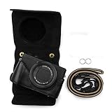 kinokoo キャノン Canon PowerShot G7 X Mark II/Mark III G7X MARK2/MARK3 G7X2/G7X3 専用 カメラケース ボディケース ショルダーストラップ付き 丸リング付き(BK)