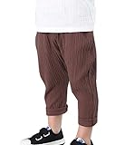 [オチビ] ワッフル コットン フライス ガーゼ リネン ワッシャー 加工 通気性 抜群 薄地 人気 9分丈 サルエル パンツ ロング 丈 ズボン 下 ハーフ ロールアップ ショート こども ベビー 