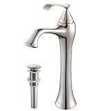 Kraus KEF-15000-PU15BN Ventus Single Lever Vessel Bathroom Faucet with Pop Up Drain Brushed Nickel [
