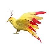 Dovewill 人工鳥　現実的　飾り　インテリア　置物　全15種選択　小道具　芝生　庭　おとり - バードイエロー