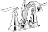 Delta 2594-TP-DST Linden Two Lever Handle Centerset Bathroom Faucet with Plastic Pop-Up Drain, Chrom